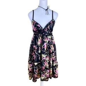 Rampage Dress Black Pink Multi Floral Y2K (9)